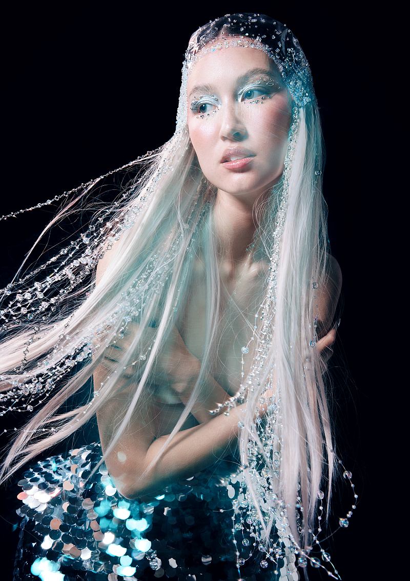 Long Pastel Pink and Blonde Hair with Diamond Accessories - Kelly Manu - Aetheria Collection